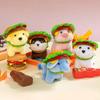Ultra-Soft PP Cotton Burger Animal Plushie Exquisite Embroidery Short Plush Fabric Kawaii Foodie Key Chain Eco-Friendly Dyeing