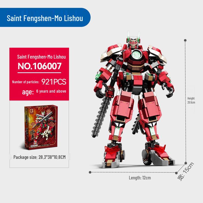 Magic Liqing Hai Shou Hong Four Heavenly Kings Mecha Lego-Compatible Building Blocks for Kids