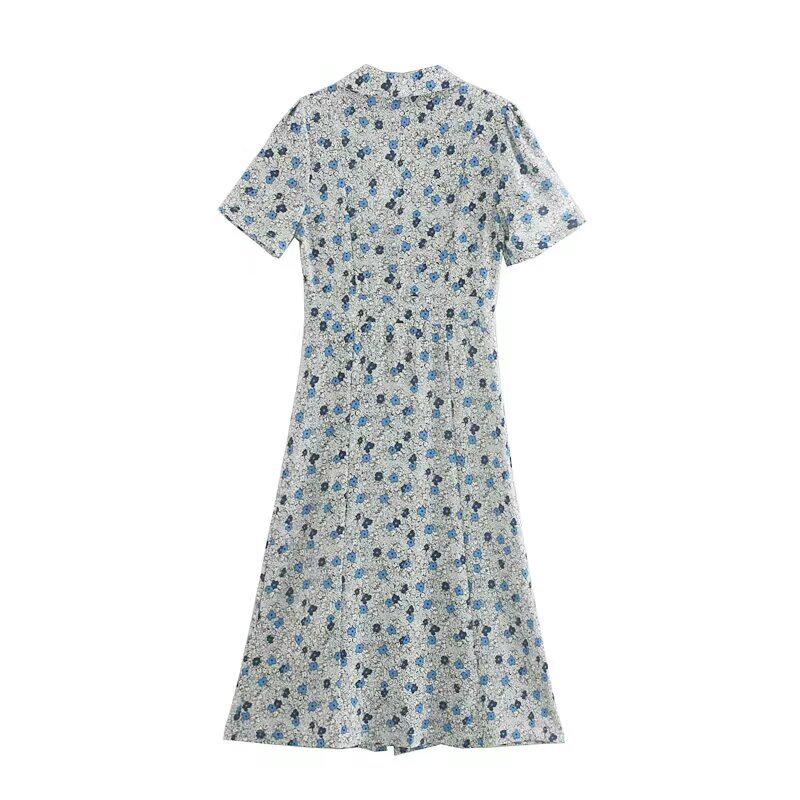 Winter 2024 Women's European & American Style Slimming Short Sleeve French Print Dress