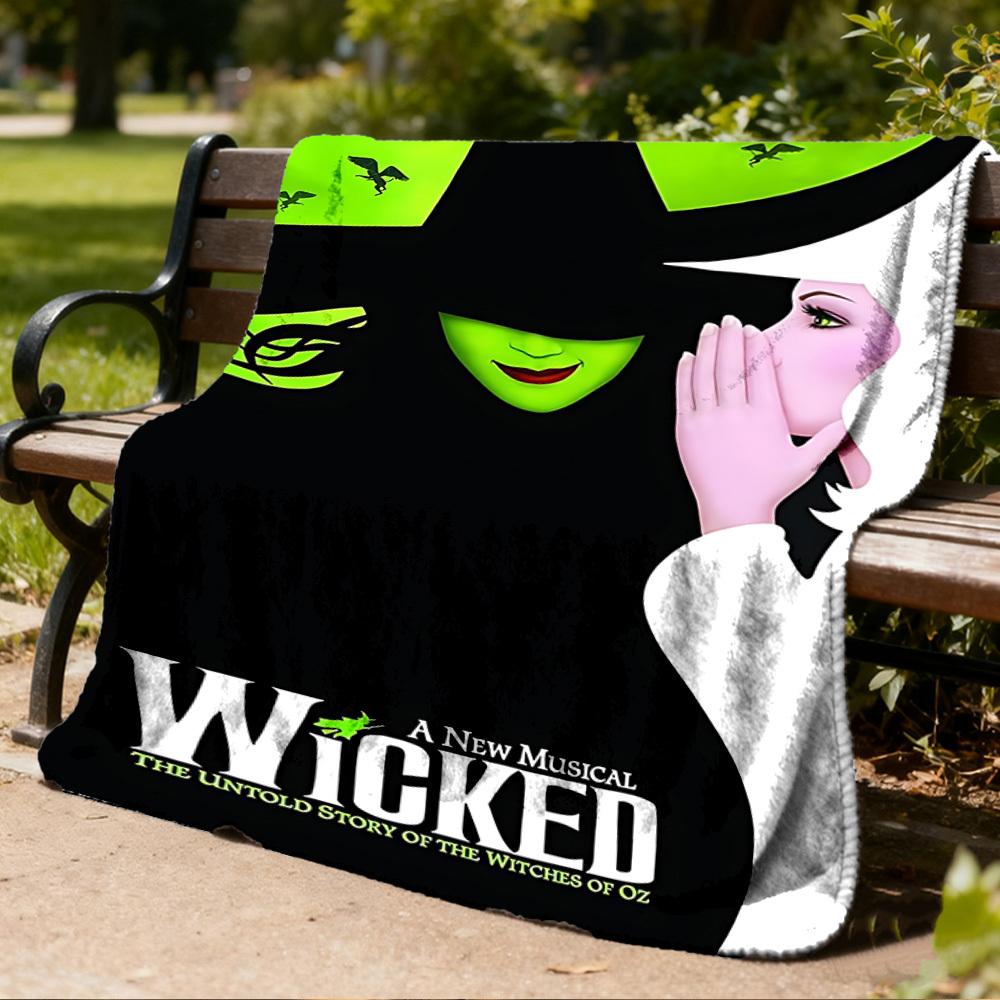 1pc Wicked Musical Outdoor Blanket Lightweight Flannel Throw For Travel, Camping, Livingroom, Couch, Chair Soft