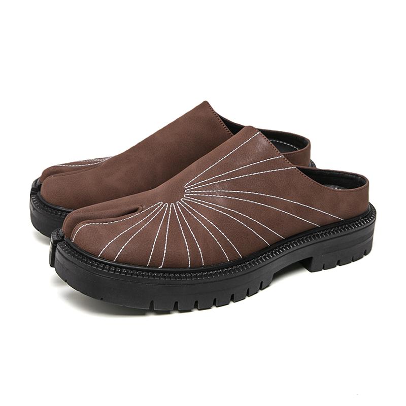 Big Size Mules Man Slip On Flats Platform Half Shoes for Men Open-back Flat Sneakers Backless Casual Shoes Leather Slide Sandals