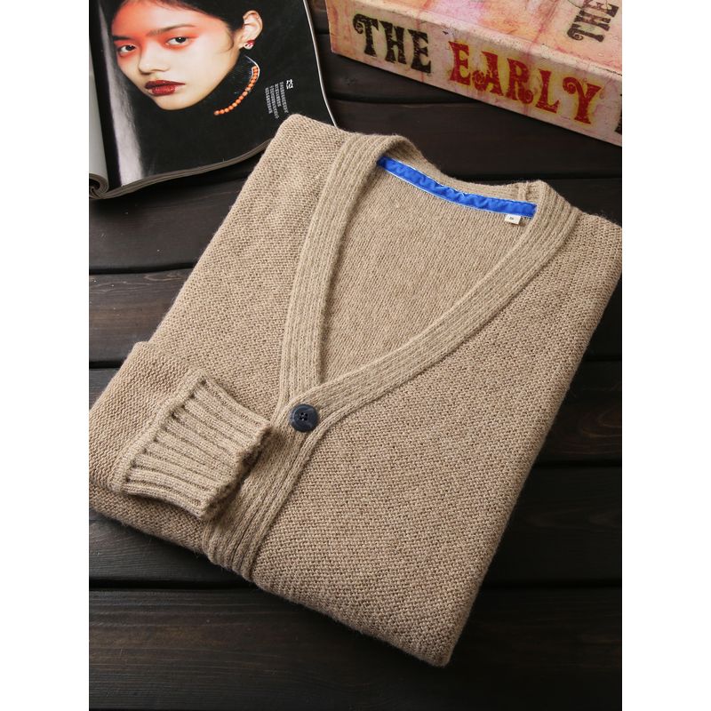 Italian Order! Ultra-Fine Fleece + Alpaca Wool! High End Men's Autumn and Winter V-neck Knit Cardigan Sweater Outerwear