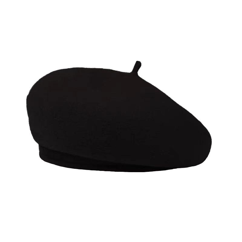 New autumn and winter light board versatile pure wool hat wool knitted hat rabbit plush beret painter bud hat