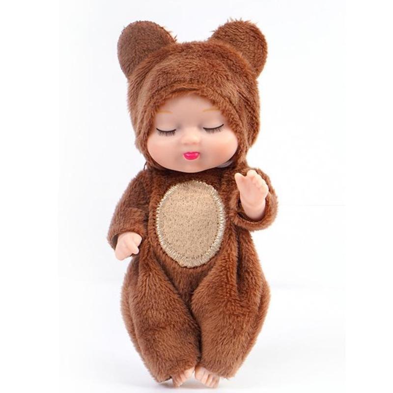 Mini Sleeping Baby Doll Full Body Silicone Bath Doll Lifelike Baby Girl Doll