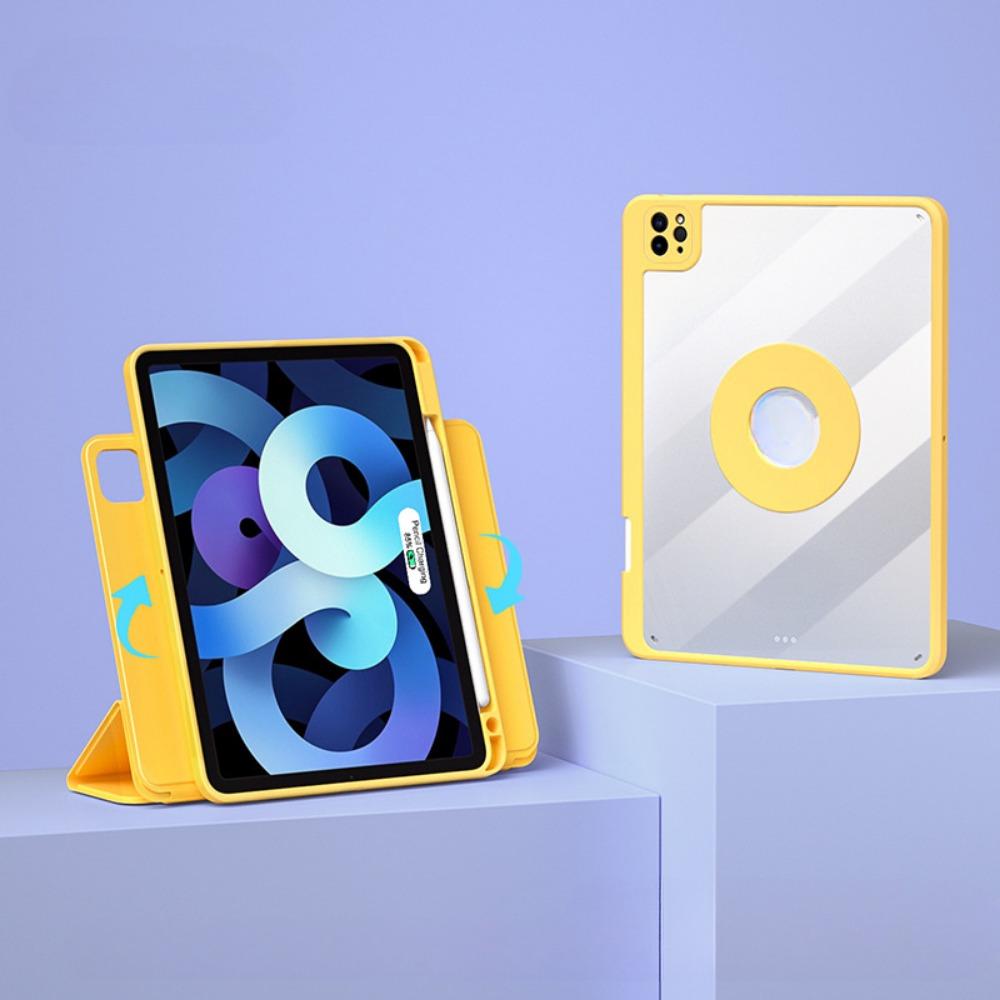 

Чехол для iPad Pro 2024, 12,9 дюйма, магнитная вращающаяся подставка, прозрачный чехол-держатель для карандашей для iPad Air 5 iPad mini6 8.3 жёлтый