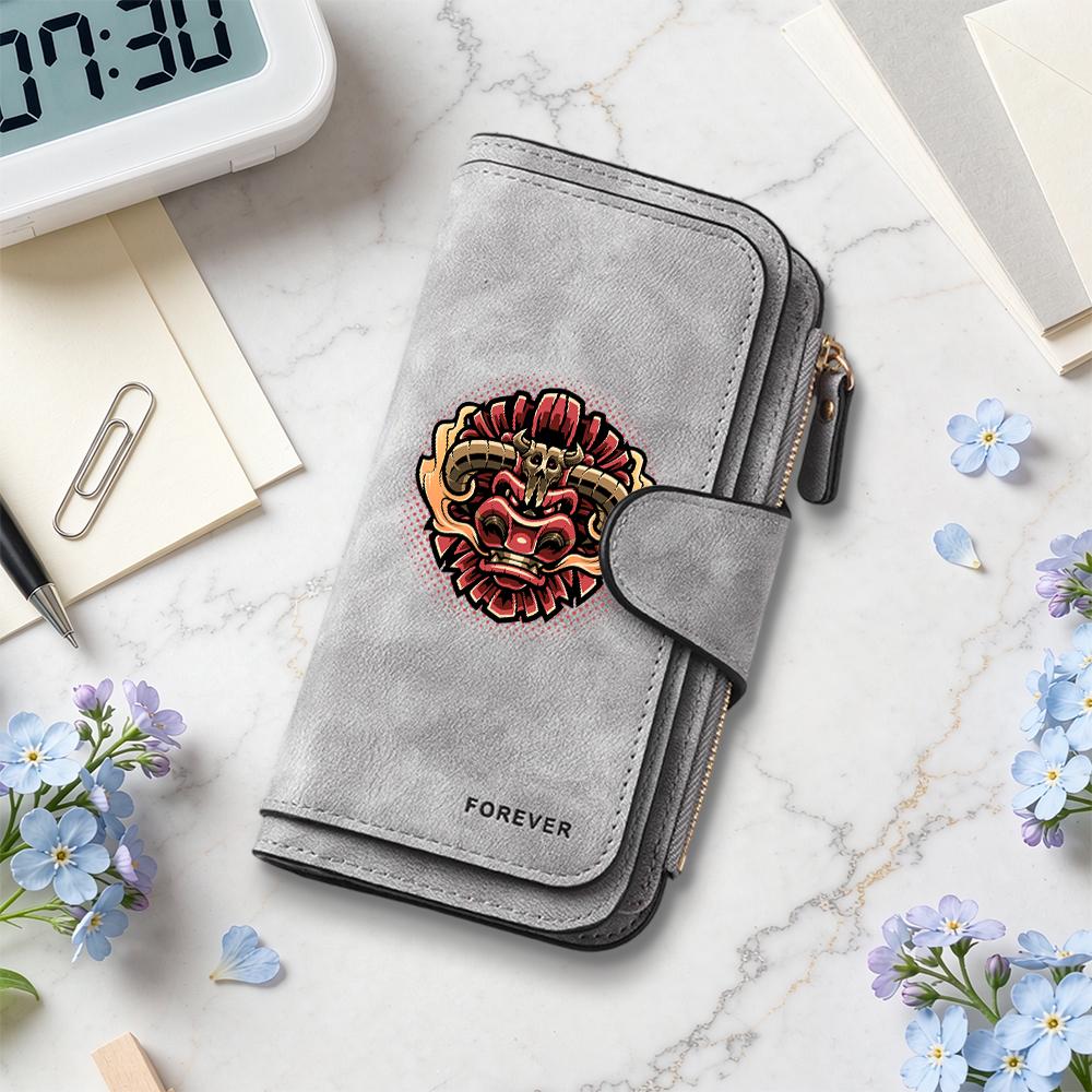 Stylish Tribal Pattern Long Wallet Portable PU Leather Card Holder Durable Daily Use Purse for Men Women
