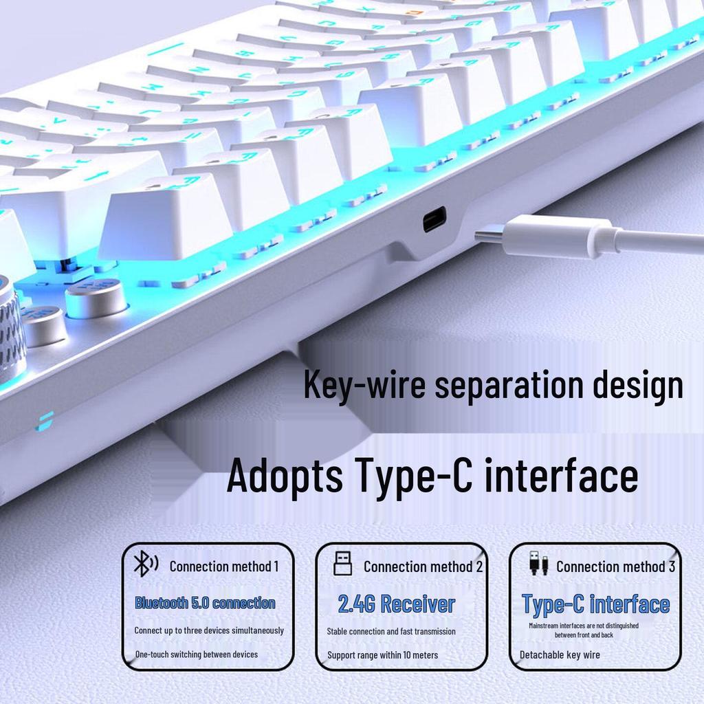 AULA F3009 Wireless Three-Mode 87-Key Mechanical Keyboard for Esports, Gaming, and Office Use