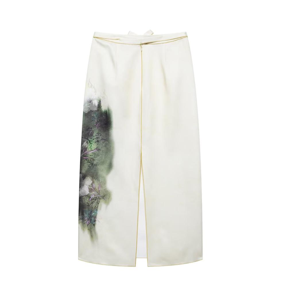 2025 Spring/Summer Women's Tie-Dye High-Waisted A-Line Midi Skirt
