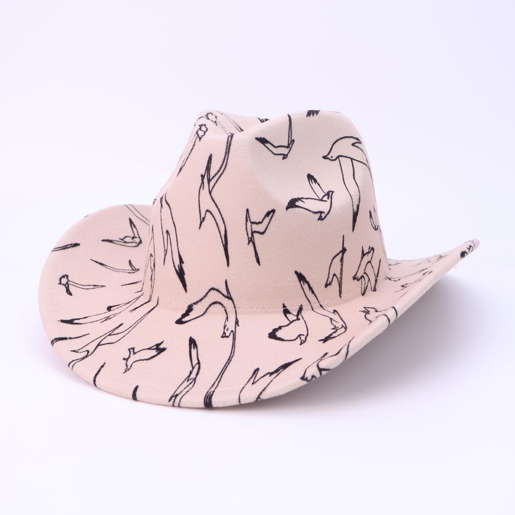 Versatile Graffiti Top Hat Western Cowboy Hat Men'S And Women'S Peach Top Jazz Hat
