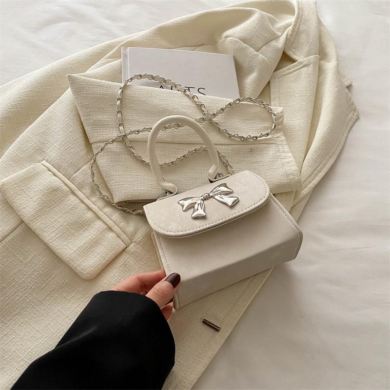 Neue beliebte, einfache Umhängetasche mit Schleife, hohem Erscheinungsbild und modischer kleiner Tasche für Damenmode, quadratische Minitasche
