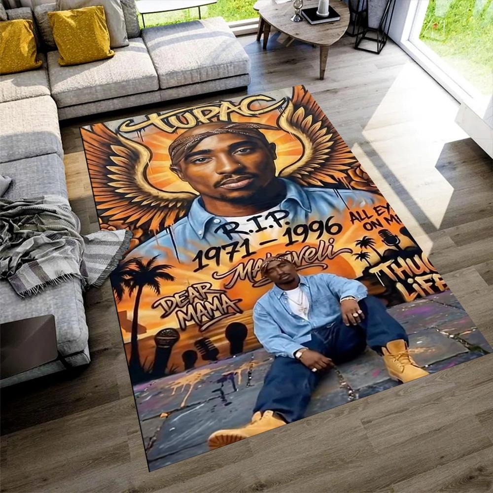 2pac Fußmatte Geeignet für Spielzimmer Eingangsbereich Esszimmer Balkon Rutschfester Teppich Anime Bürodekoration Perfektes Geschenk für Freunde & Familie