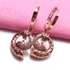 Exquisite Russian 585 Purple Gold Simple Trendy Spiral Ear Buckle Plated Rose Gold Hollow Zircon Shiny Earrings For Women