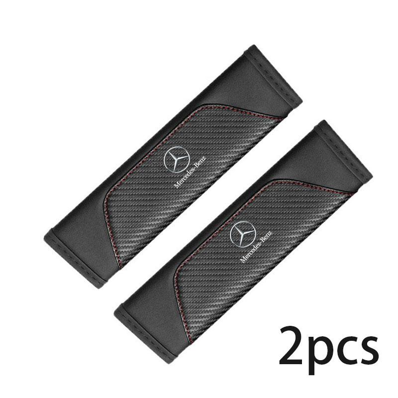 UMEG7 2pcs Car Seat Belt Shoulder Pad PU Leather Decoration for Mercedes Benz CLA CLE GLC GLK ML W222 W210 W211 W124 W176 W203 W204