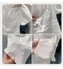 Chic French White Short-Sleeve Bubble Collar Top for Women