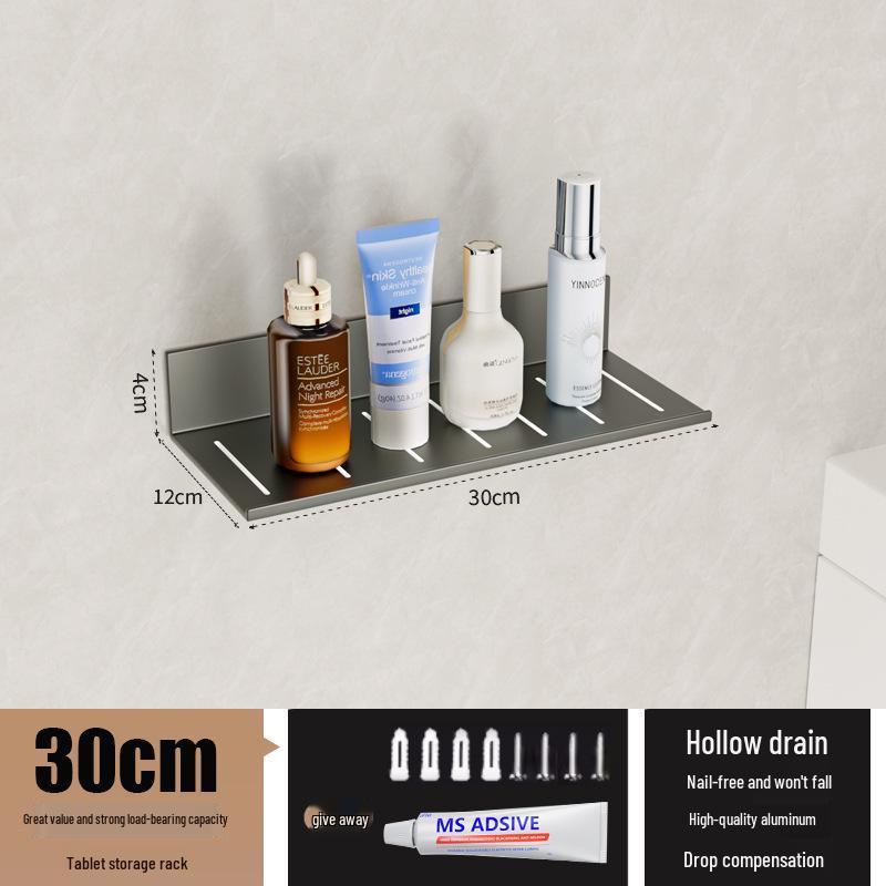 Wall-Mounted No-Drill Bathroom Vanity Shelf with Space for Faucet and Mirror