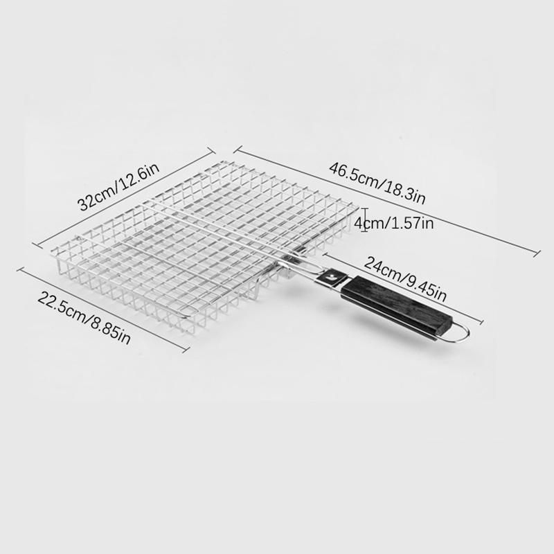 Grill Basket Folding Portable Stainless Steel Bbq Grill Basket With Handle For Fish Vegetables Shrimp Cooking Accessories