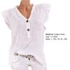 Women Blouse Ruffled Sleeve Loose V Neck Casual Cotton And Linen