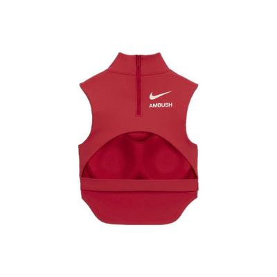 X AMBUSH Collaboration SS23 Short Logo Print Sleeveless Straight Tank Top Women Tops Red DN7603-687