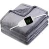 Electric Heated Blanket - Flannel & Sherpa, 6 Heat Settings, 10-Hour Auto-Off,