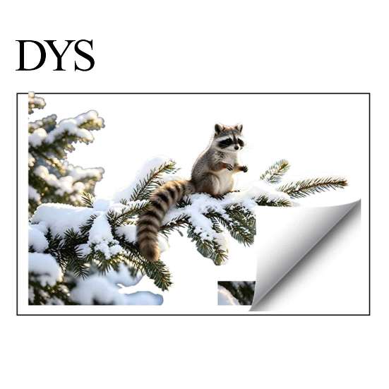 Holiday Glass Door Stickers Winter Forest Raccoon Window Cling, Static Cling Sticker with Snowy Pine Creative Animal Gift for Friends Branch,