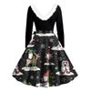 Women's Casual Christmas Print Round Neck Pullover High Waist Long Sleeve Dress