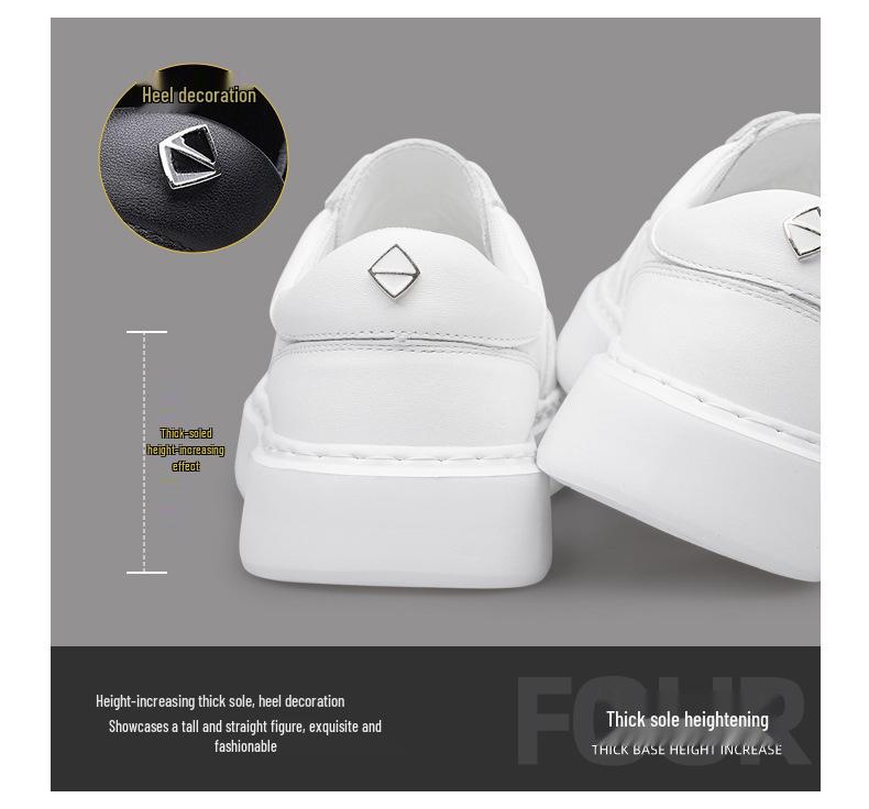 Men's Spring Collection: White Trendy Non-Slip Thick Sole Casual Sports Board Shoes