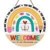 huaqianguhh Wooden Welcome Sign for Classroom Door, to Our Round Hanger, Front Door Hanging Sign, Back School Preschool Decoration