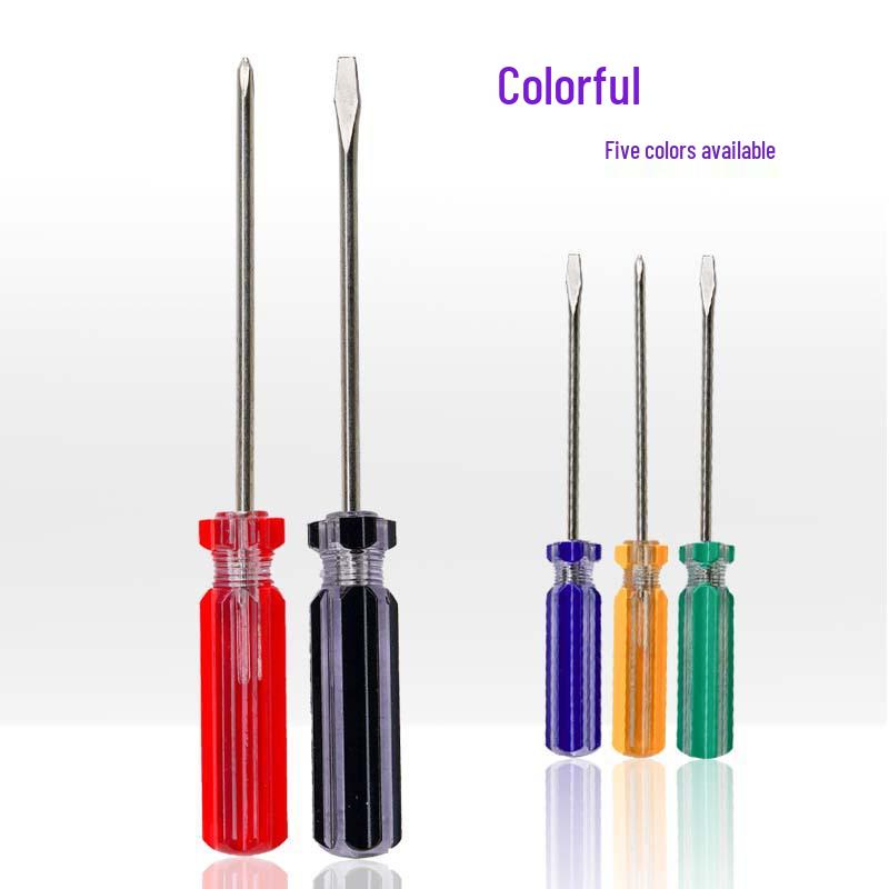 3mm Extended Phillips & Flathead Carbon Steel Screwdriver with Color Strip Handle - Super Hard Industrial Grade Household Tool