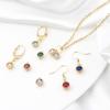 2 Piece Copper Birthstone Charms Round Multicolor Cubic Zirconia Gold Color Metal Pendants DIY Making Earrings Jewelry 9mm x 7mm