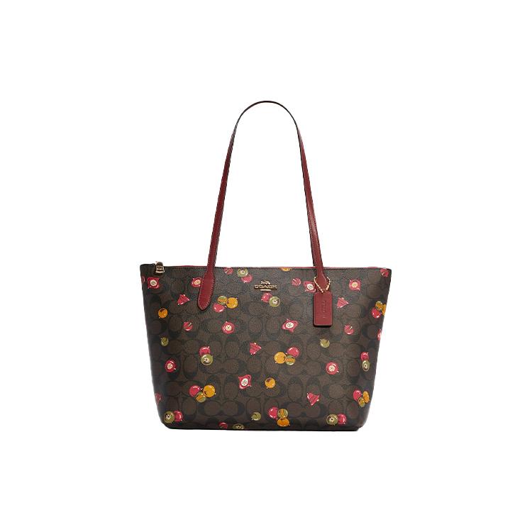 New COACH Zip Top Tote Recycled Eco Friendly Material Canvas With Leather Tote Handbag, Shoulder Bag Women's C7254-IMOSN