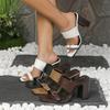 Women's Two Strap Square Open Toe High Block Heels Sandals Dress Pumps Casual Summer Mules Shoes for Weeding Party Chunky Heeled Slides for Women
