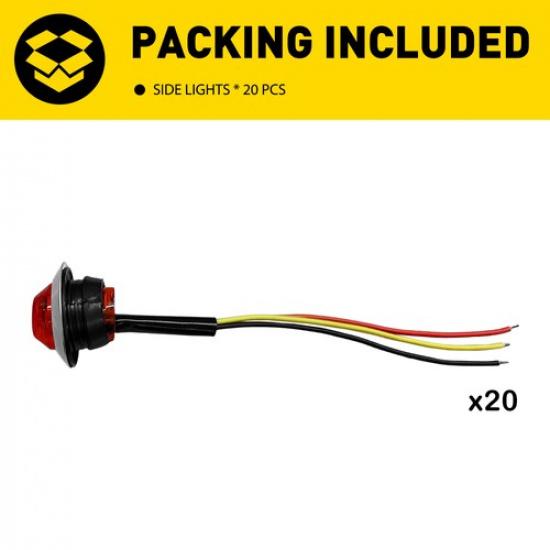 3/4" LED Strobe Light Caution Flash Warning Turn Signal Red Lamp 3-Wires 20PCS