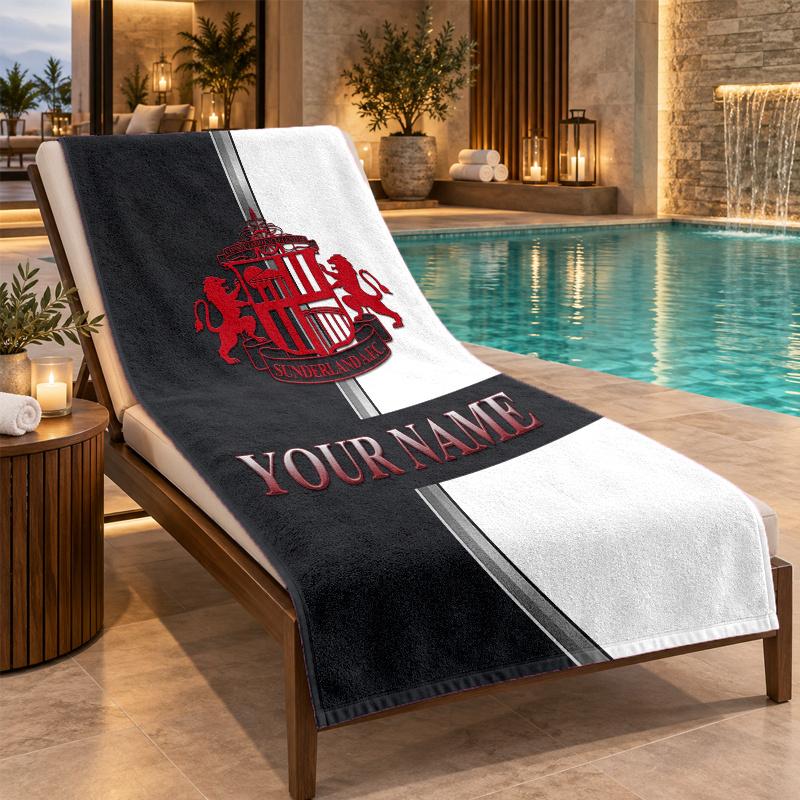 Custom Name Sunderland Beach Towel Personalized Text Soft Towel Swimming Travel Bath Gift