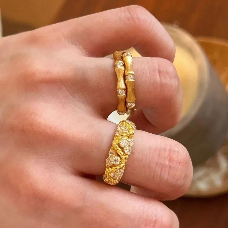 Vintage Art Retro Style Pineapple Bag Twists Diamond Rings For Women Fine Exquisite High Fashion   Ring Wedding Jewelry