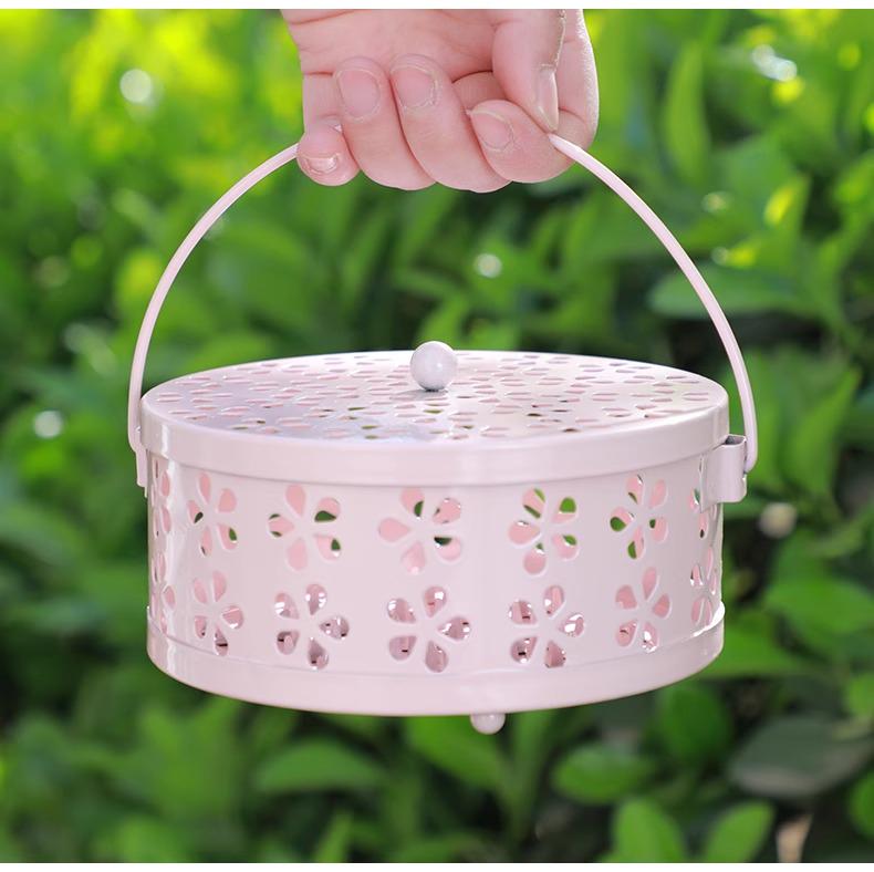 Fireproof Anti-Scald Mosquito Coil Holder with Lid - Iron Incense Burner for Indoor Use