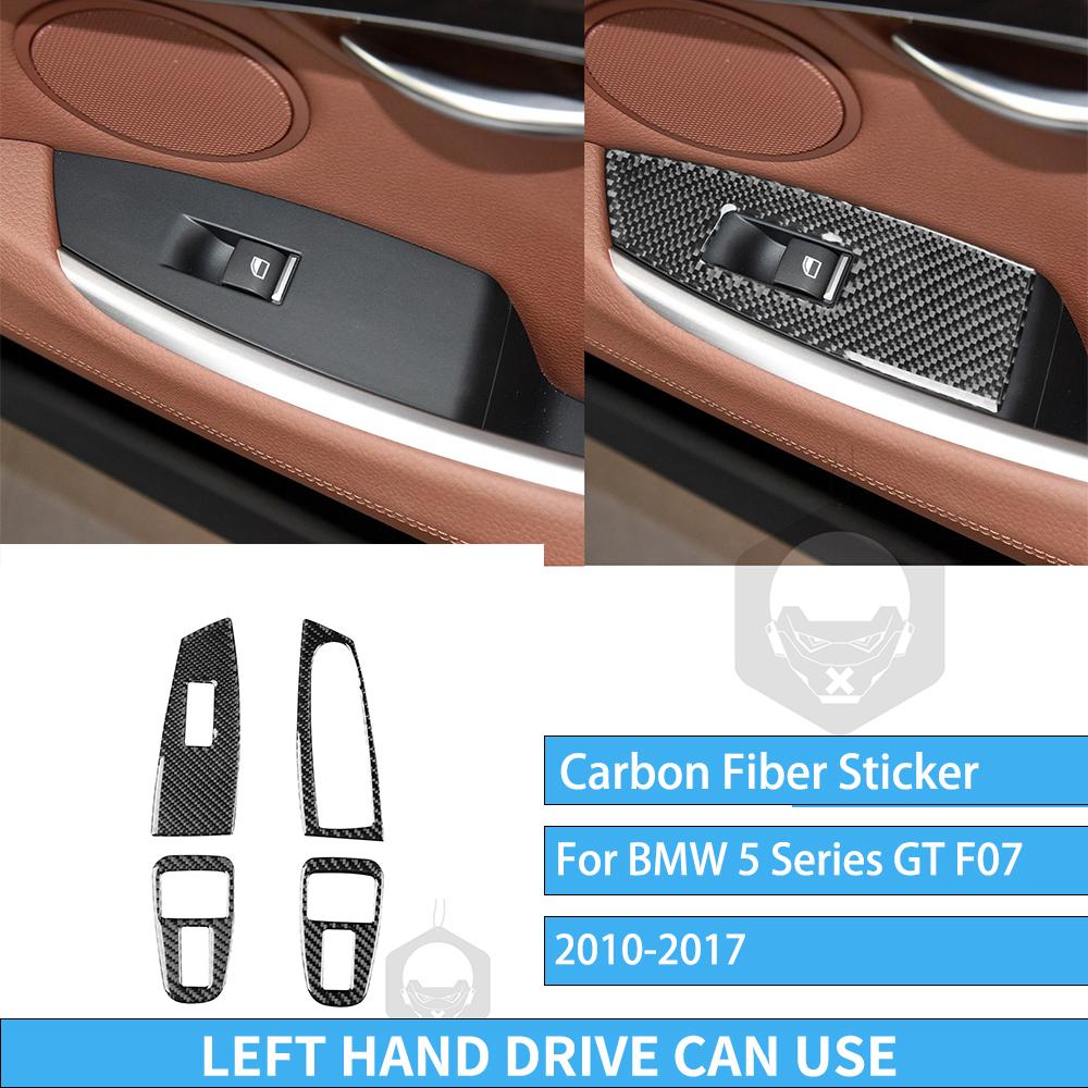 Carbon Fiber Car Accessories Interior Gear Shift Dashboard Window Lift Cover Stickers Trim For BMW F07 5 Series GT 2010-2017