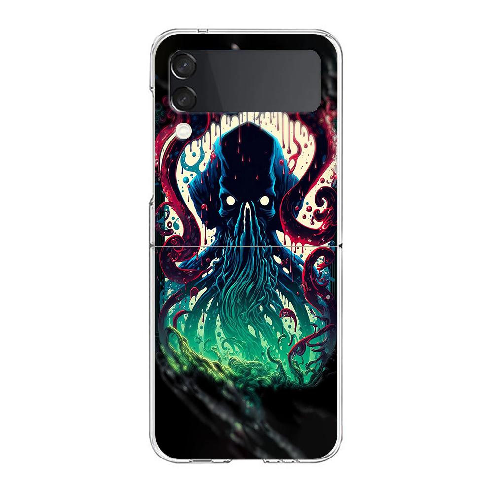 Phone Cover For Samsung Galaxy Z Flip 6 5 4 Case Transparent For Samsung Z Flip 3 Hard PC Foldable Shell The Eye Of Cthulhu Bags