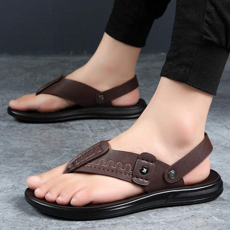 Pánské kožené pantofle 2024 Léto Luxusní značka Pánské žabky Vnitřní Venkovní Měkké Plážové Dvojúčelové Ležérní boty Velikost 38-44