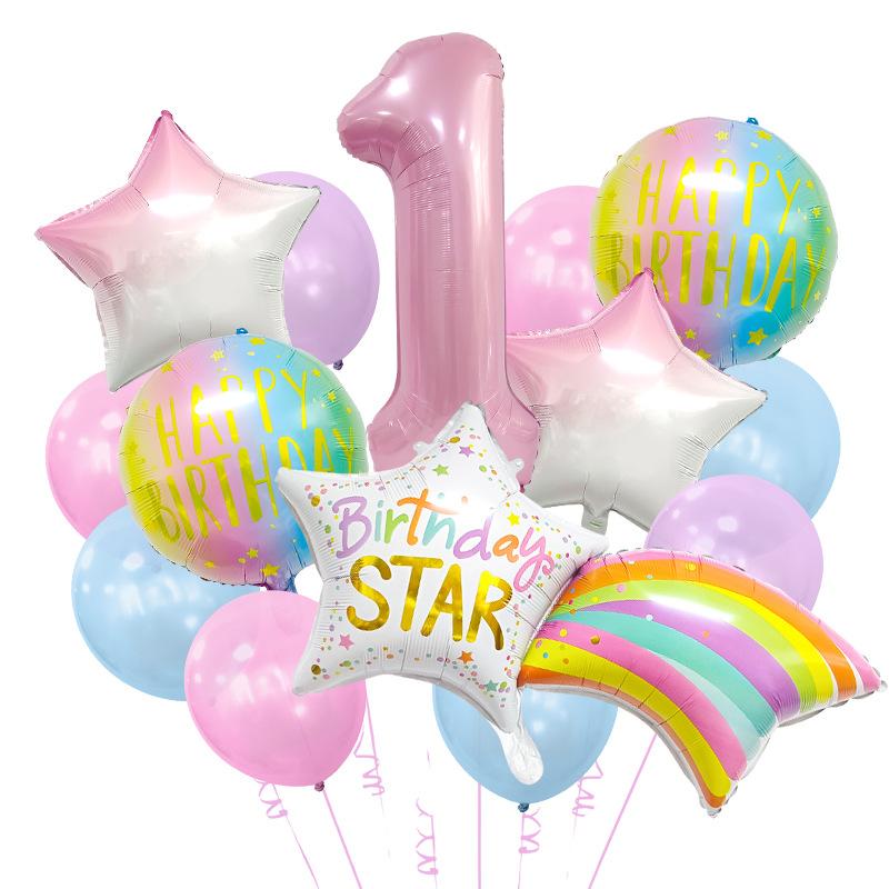 Gradual Change Meteor Color Hui Tail Aluminum Film Balloon Package Birthday Party Dream Scene Arrangement Atmosphere Decoration