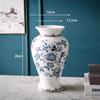 American retro blue and white ceramic vase, home living room foyer decoration, floral arrangement, light luxury, Chinese high-en