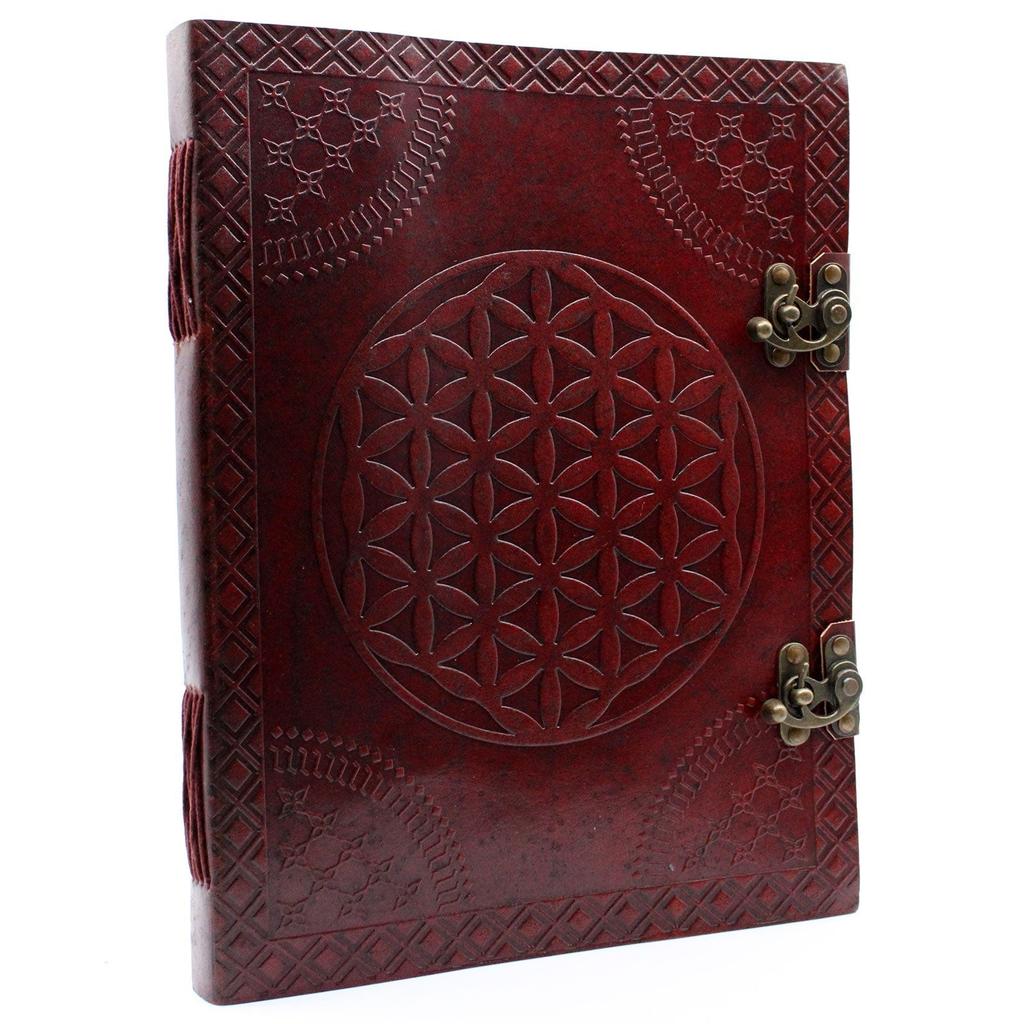 Leather Notebook Flower of Life 10x13 200 Pages