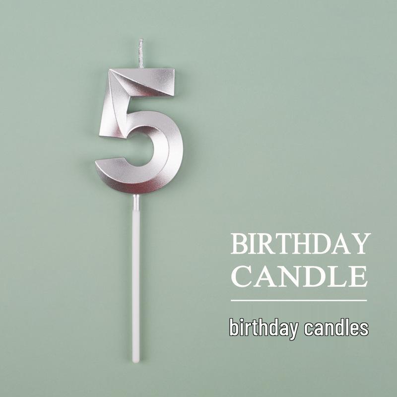 Gold and Silver Number Candles for Birthday Cakes - Pink Exquisite Design