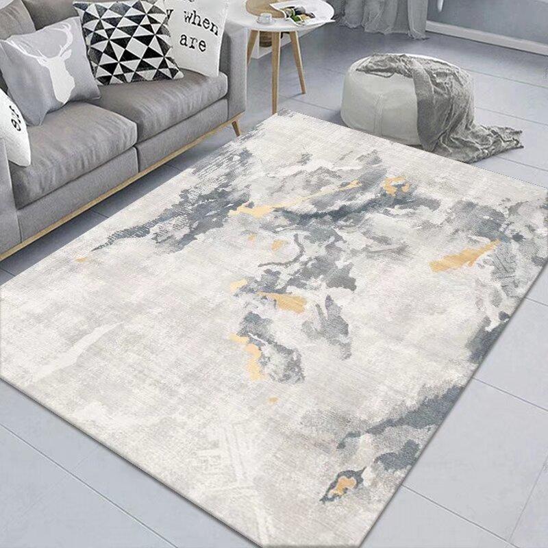 Simple Abstract Carpet, Living Room Sand Room Bedroom Dirt-Resistant Carpet, Large Area Crystal Velvet Floor Mat