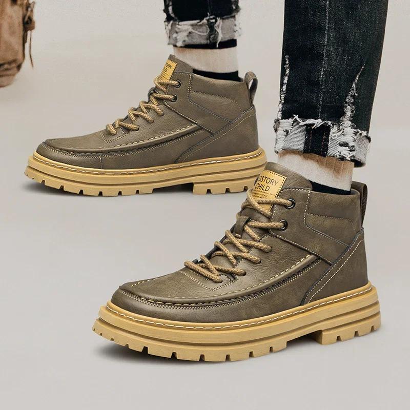 Botas masculinas de tamanho grande, sapatos de elevação, botas de couro de alta qualidade, saltos ocultos, sapatos de elevação, sapatos masculinos de 7 cm mais altos