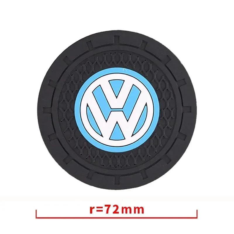 New 2pcs Car Coaster Pads PVC Water Cup Anti-slip Mat for Volkswagen Golf Passat Jetta Touareg Tiguan Polo Caddy GTI Lavida