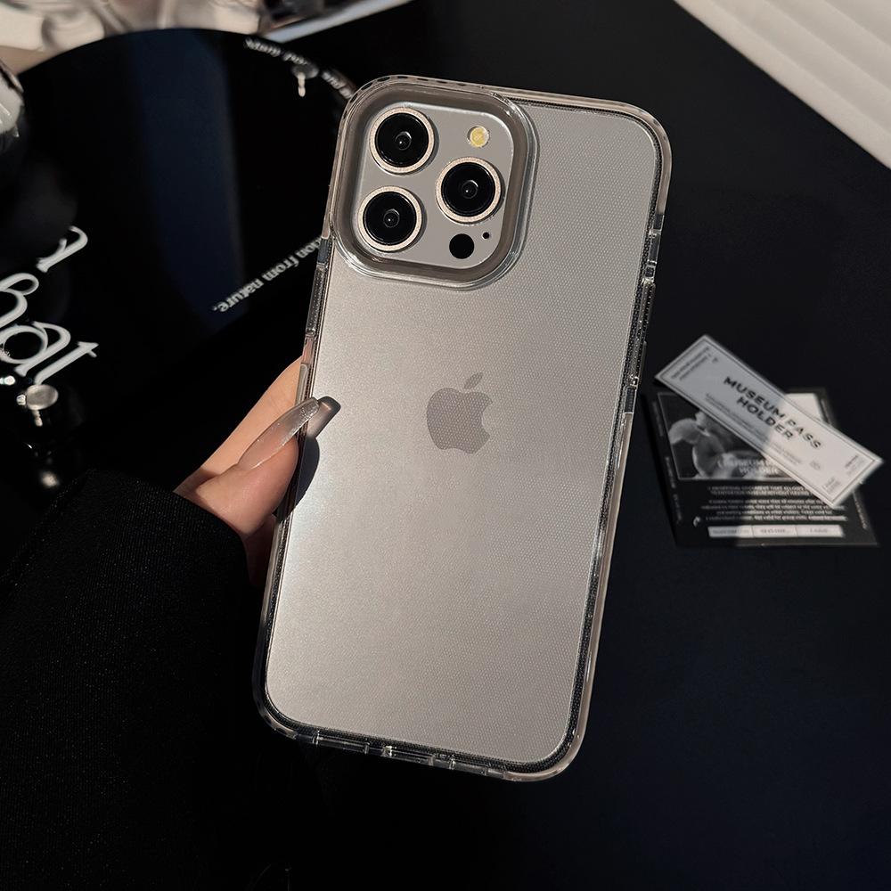 High End 16 Promax Solid Color Transparent IPhone Case 14 Suitable for 13 Anti Fall Frame 15 Soft 11 Silicone