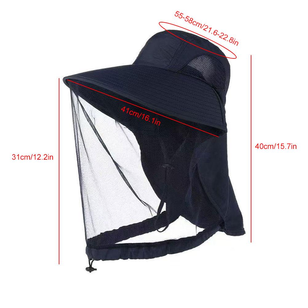 

Insect Hat Fishing Hat Bug Mesh Head Net Face Protector with Neck Flap Camping Fishing Cap Outdoor Fishing Cap Anti Mosquito синий