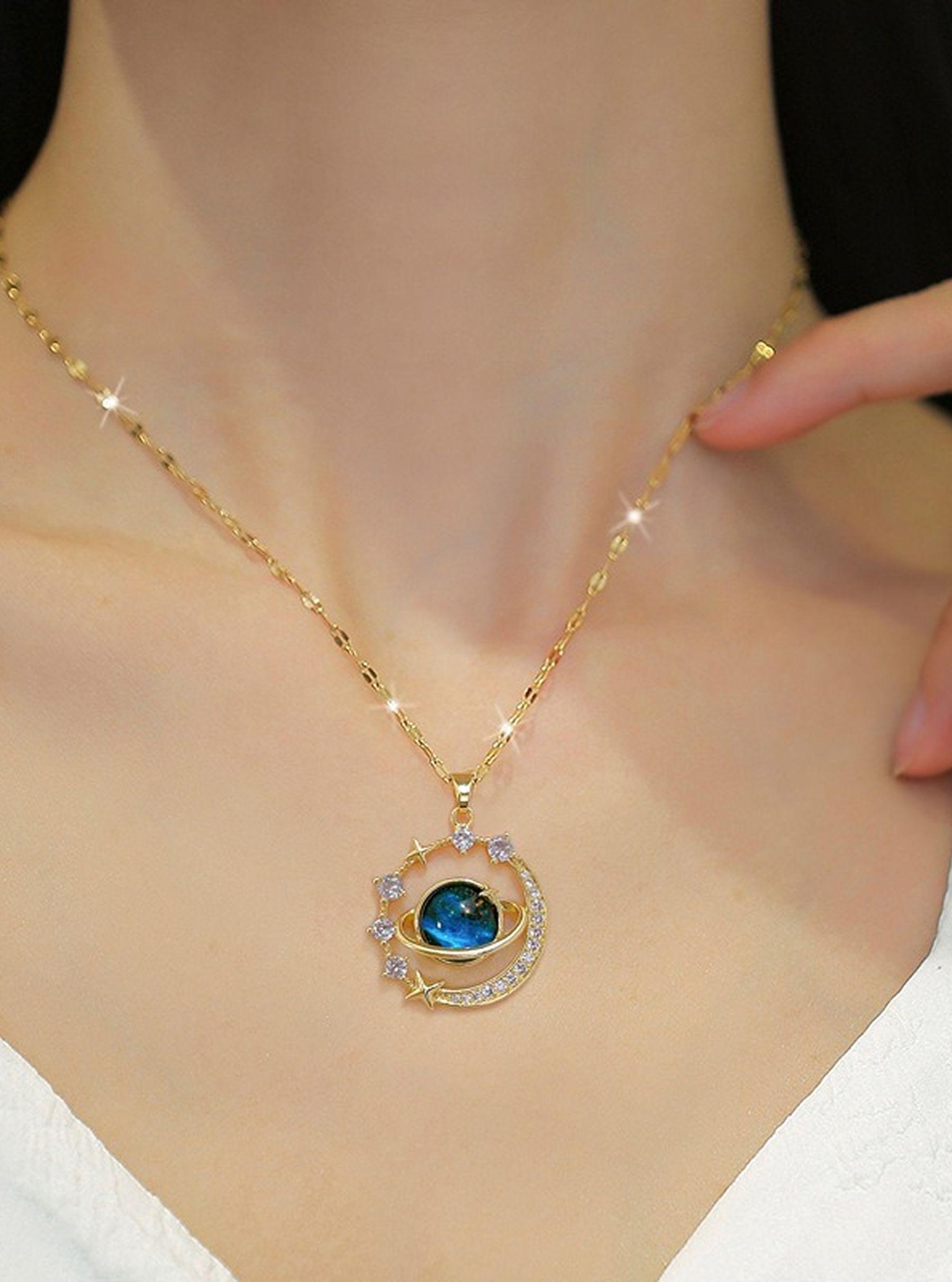 Sky Planet Elegant Diamond Necklace For Women - Versatile Collarbone Necklace