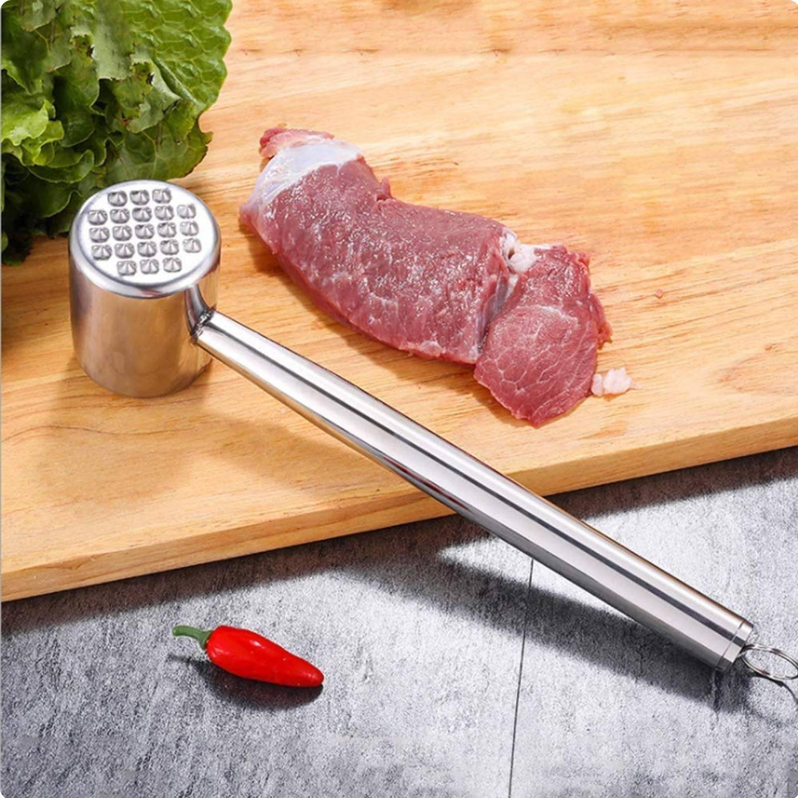 Stainless Steel Meat Mallet Heavy Duty Double Sided Protein Easy to Clean Steak Tenderizer