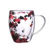 Elegante doppelwandige hitzebeständige Tasse aus Blütenblattglas - Design mit echten Blumen